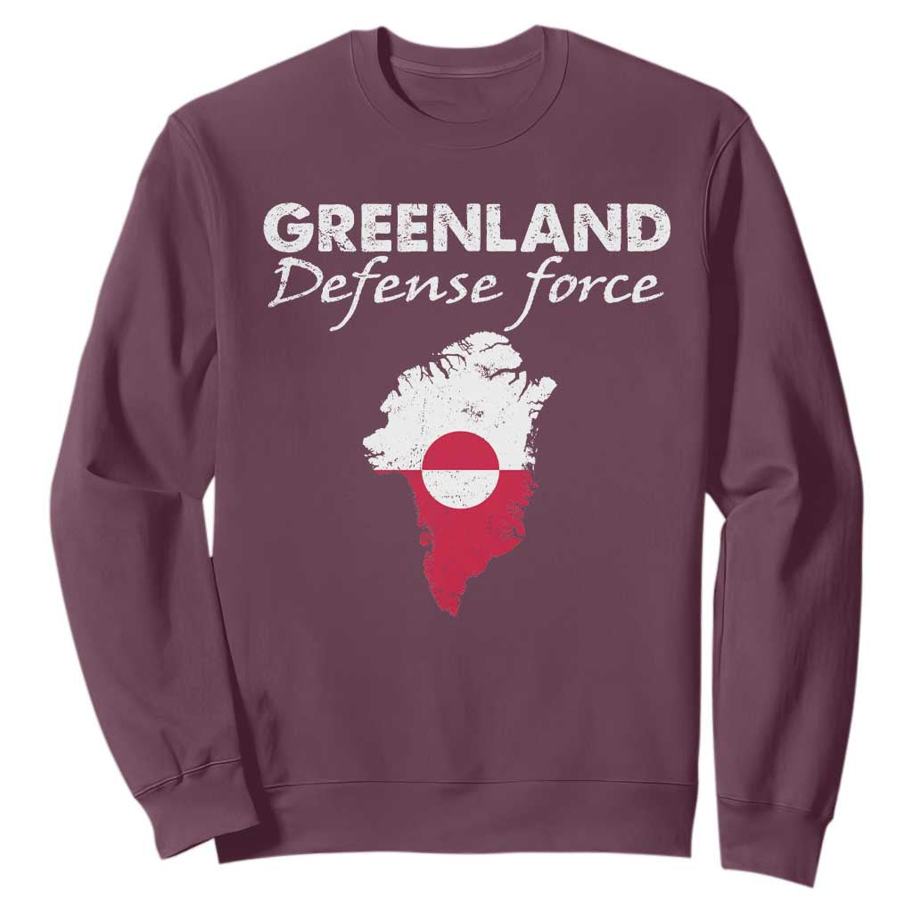 Greenland Defense Force Sweatshirt Political Statement Greenland Policy TS11 Maroon Print Your Wear