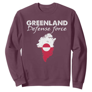 Greenland Defense Force Sweatshirt Political Statement Greenland Policy TS11 Maroon Print Your Wear