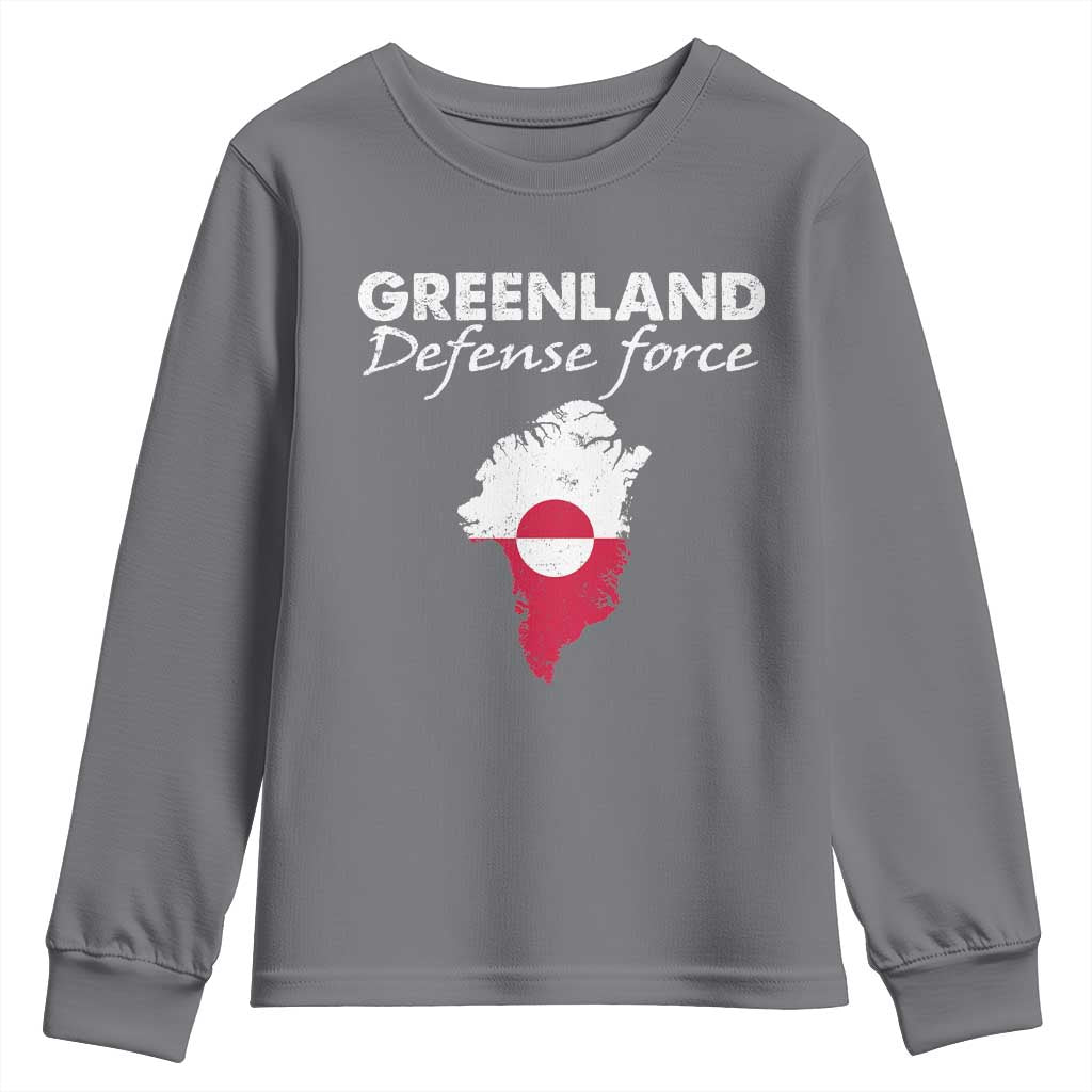Greenland Defense Force Youth Sweatshirt Political Statement Greenland Policy TS11 Charcoal Print Your Wear
