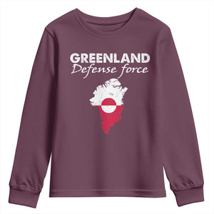 Greenland Defense Force Youth Sweatshirt Political Statement Greenland Policy TS11 Maroon Print Your Wear