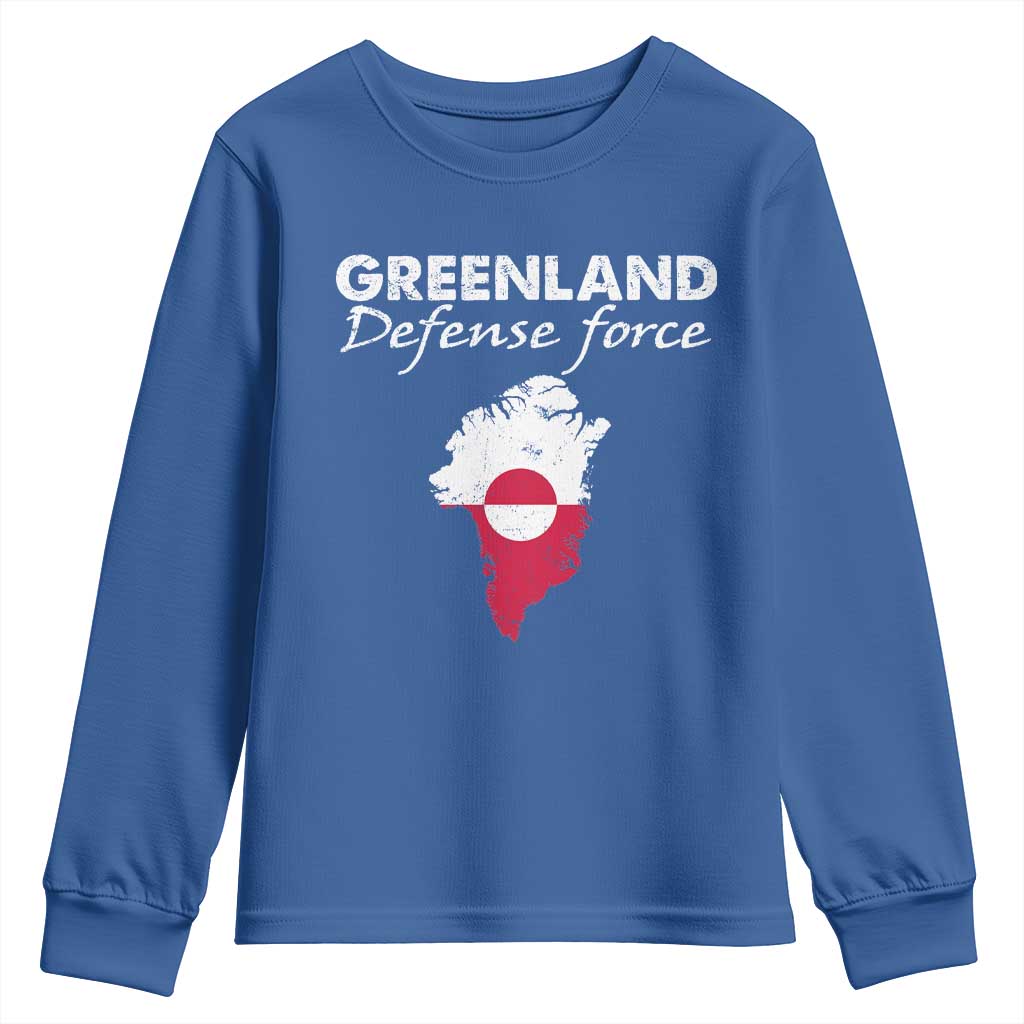 Greenland Defense Force Youth Sweatshirt Political Statement Greenland Policy TS11 Royal Blue Print Your Wear
