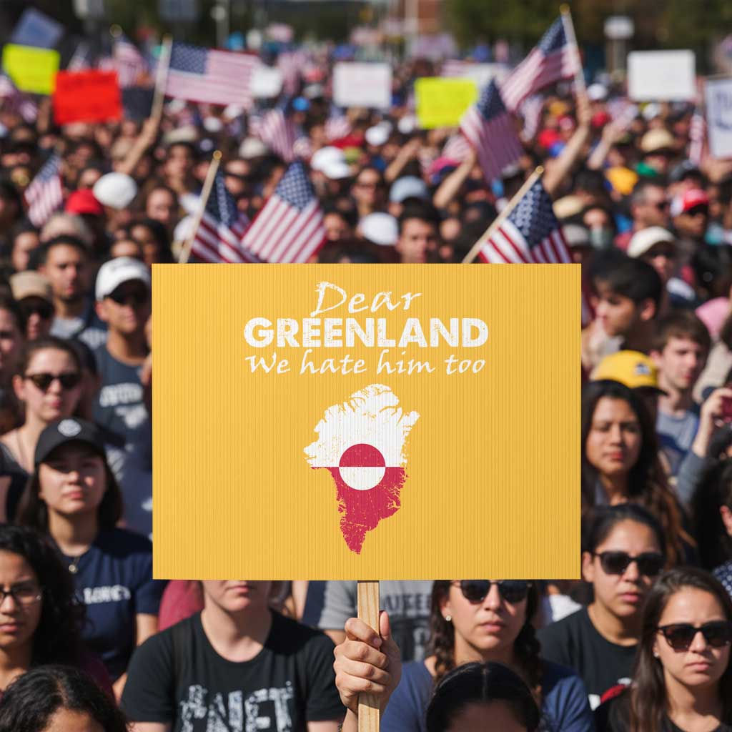 Dear Greenland We Hate Him Too Protest Sign Greenland Political Protest TS11 Horizontal 18