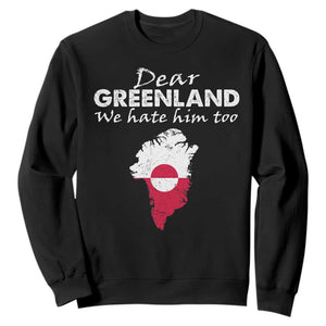 Dear Greenland We Hate Him Too Sweatshirt Greenland Political Protest TS11 Black Print Your Wear