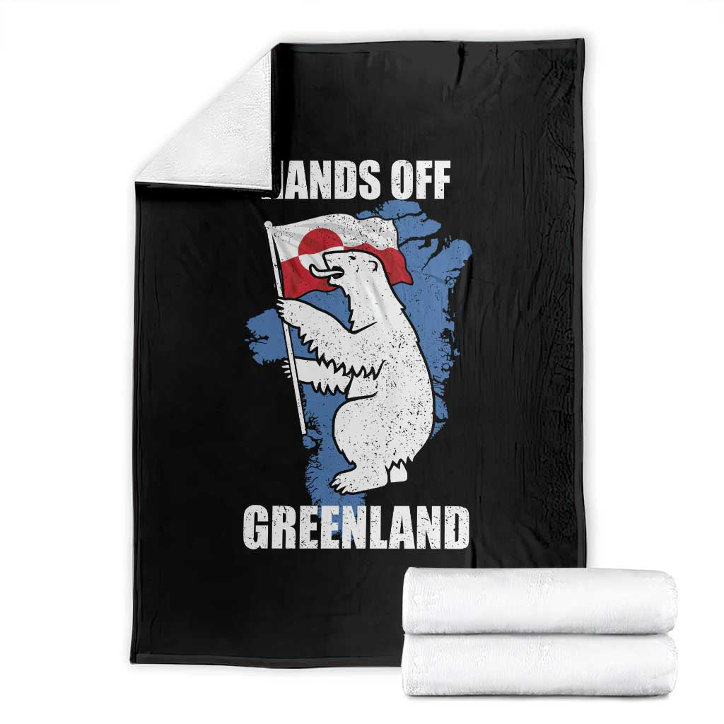 Hands Off Greenland Protest Throw Blanket Support Greenland Bear Holding Flag TS11 Black Print Your Wear