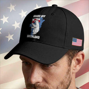Hands Off Greenland Protest Baseball Cap Support Greenland Bear Holding Flag TS11 Print Your Wear