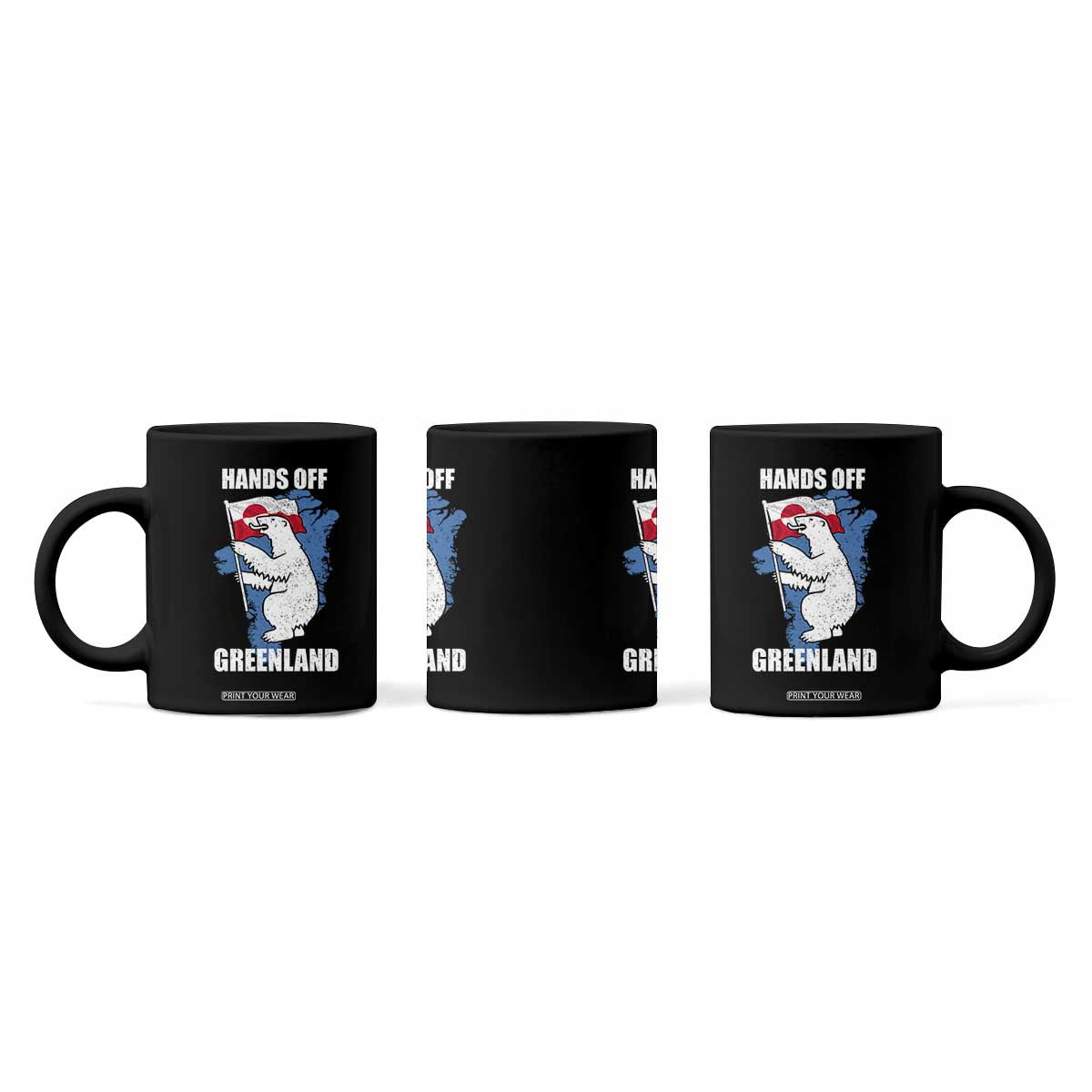 Hands Off Greenland Protest Coffee Mug Support Greenland Bear Holding Flag TS11 Print Your Wear