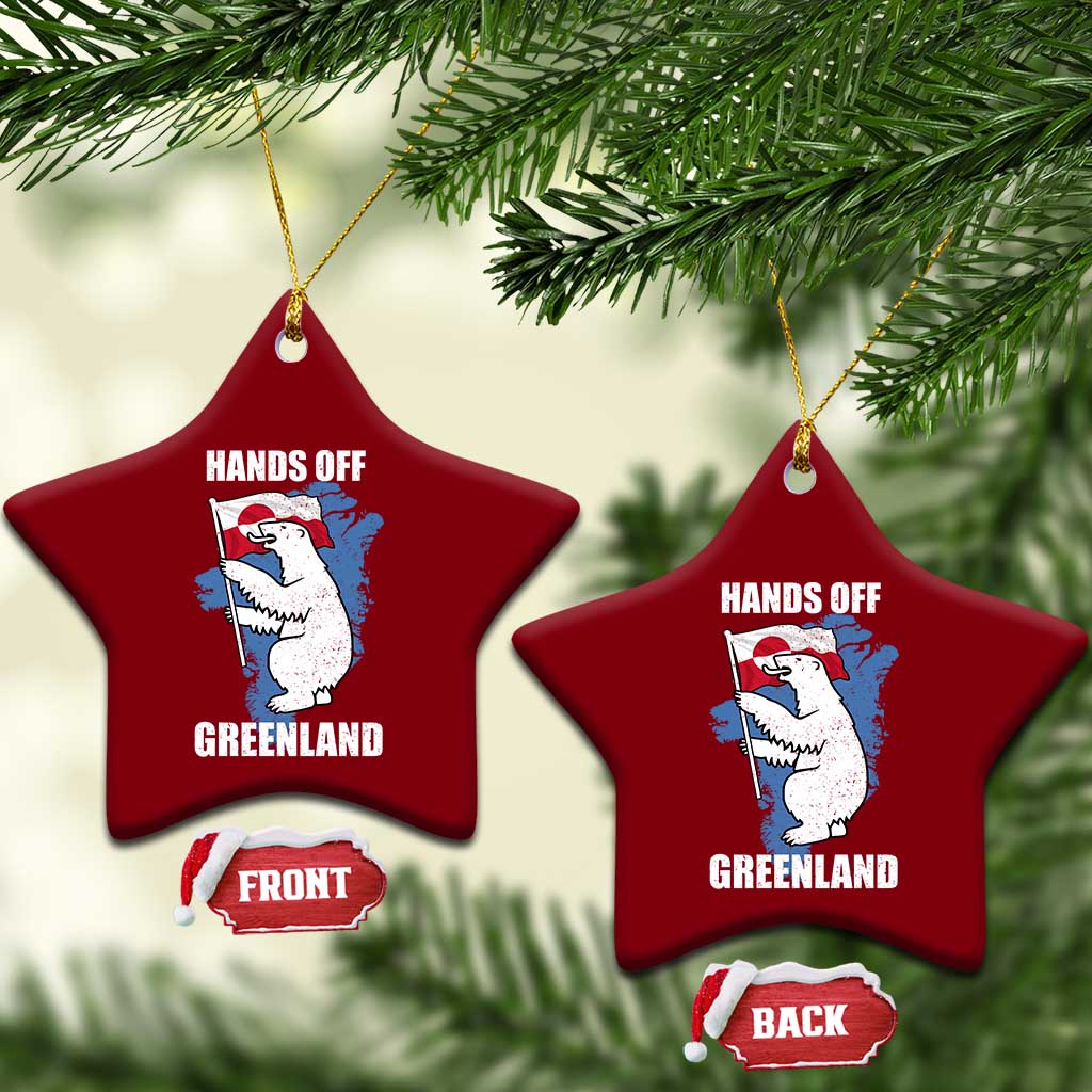 Hands Off Greenland Protest Ceramic Ornament Support Greenland Bear Holding Flag TS11 Print Your Wear