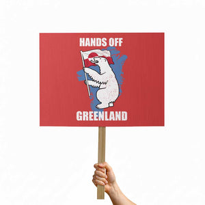 Hands Off Greenland Protest Protest Sign Support Greenland Bear Holding Flag TS11 Horizontal 18" × 24" Red Print Your Wear