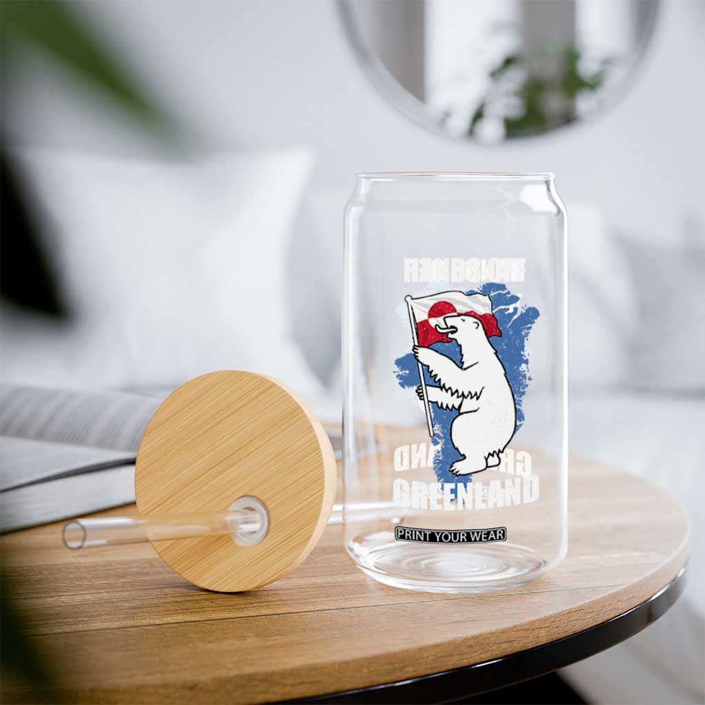 Hands Off Greenland Protest Glass Can Support Greenland Bear Holding Flag TS11 Print Your Wear