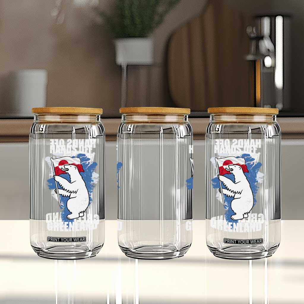 Hands Off Greenland Protest Glass Can Support Greenland Bear Holding Flag TS11 Print Your Wear