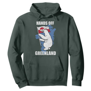 Hands Off Greenland Protest Hoodie Support Greenland Bear Holding Flag TS11 Dark Forest Green Print Your Wear