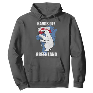 Hands Off Greenland Protest Hoodie Support Greenland Bear Holding Flag TS11 Dark Heather Print Your Wear