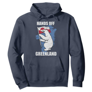Hands Off Greenland Protest Hoodie Support Greenland Bear Holding Flag TS11 Navy Print Your Wear