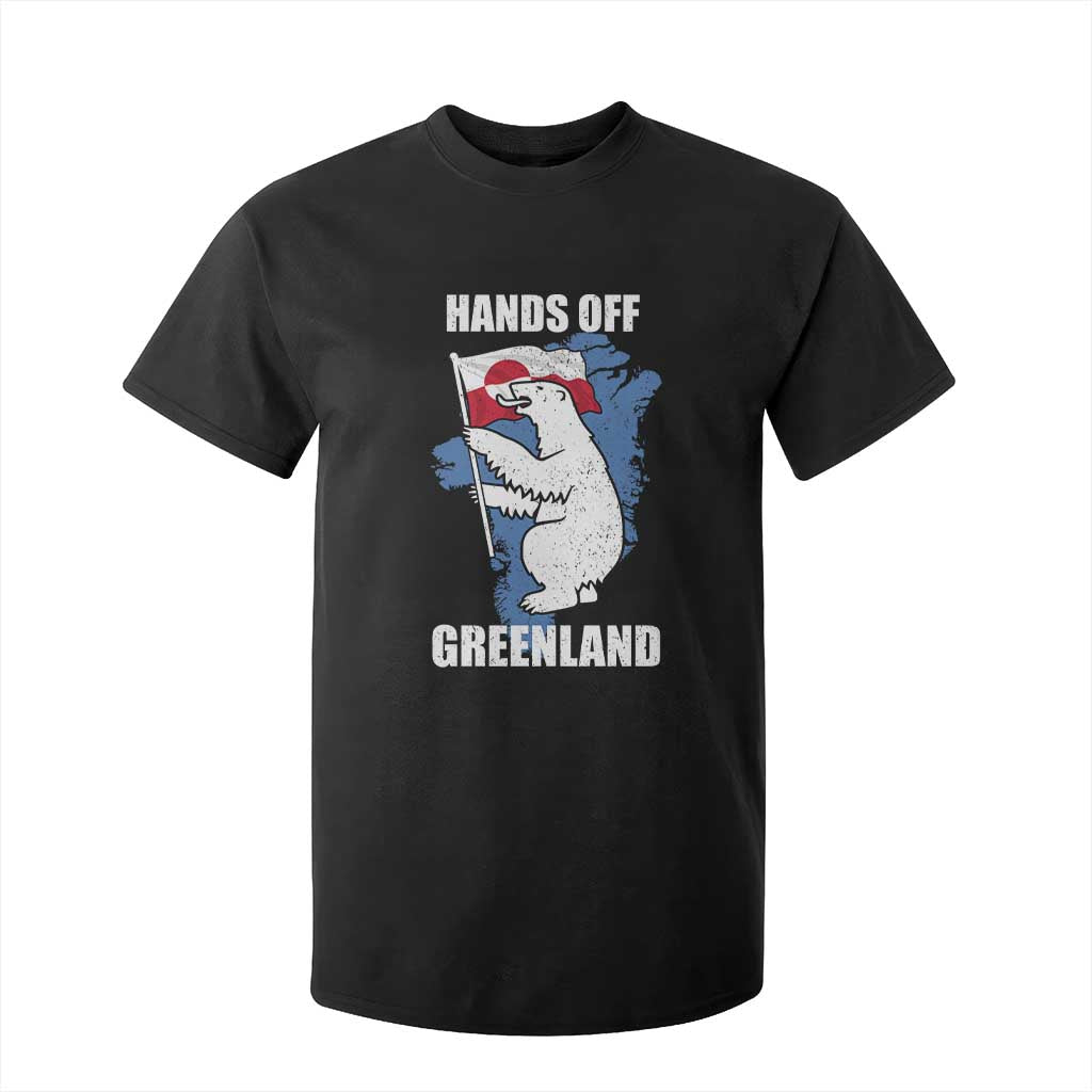 Hands Off Greenland Protest T Shirt For Kid Support Greenland Bear Holding Flag TS11 Black Print Your Wear