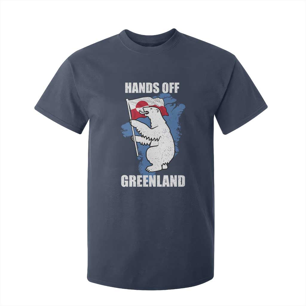 Hands Off Greenland Protest T Shirt For Kid Support Greenland Bear Holding Flag TS11 Navy Print Your Wear