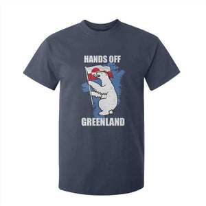 Hands Off Greenland Protest T Shirt For Kid Support Greenland Bear Holding Flag TS11 Navy Print Your Wear