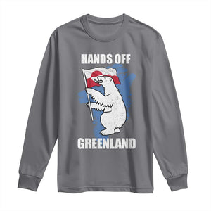 Hands Off Greenland Protest Long Sleeve Shirt Support Greenland Bear Holding Flag TS11 Charcoal Print Your Wear