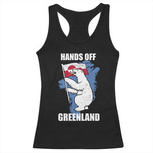 Hands Off Greenland Protest Racerback Tank Top Support Greenland Bear Holding Flag TS11 Black Print Your Wear