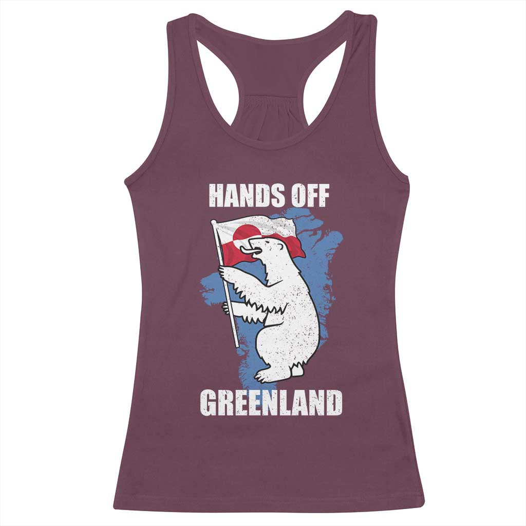 Hands Off Greenland Protest Racerback Tank Top Support Greenland Bear Holding Flag TS11 Maroon Print Your Wear