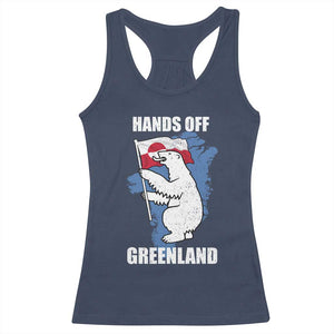 Hands Off Greenland Protest Racerback Tank Top Support Greenland Bear Holding Flag TS11 Navy Print Your Wear