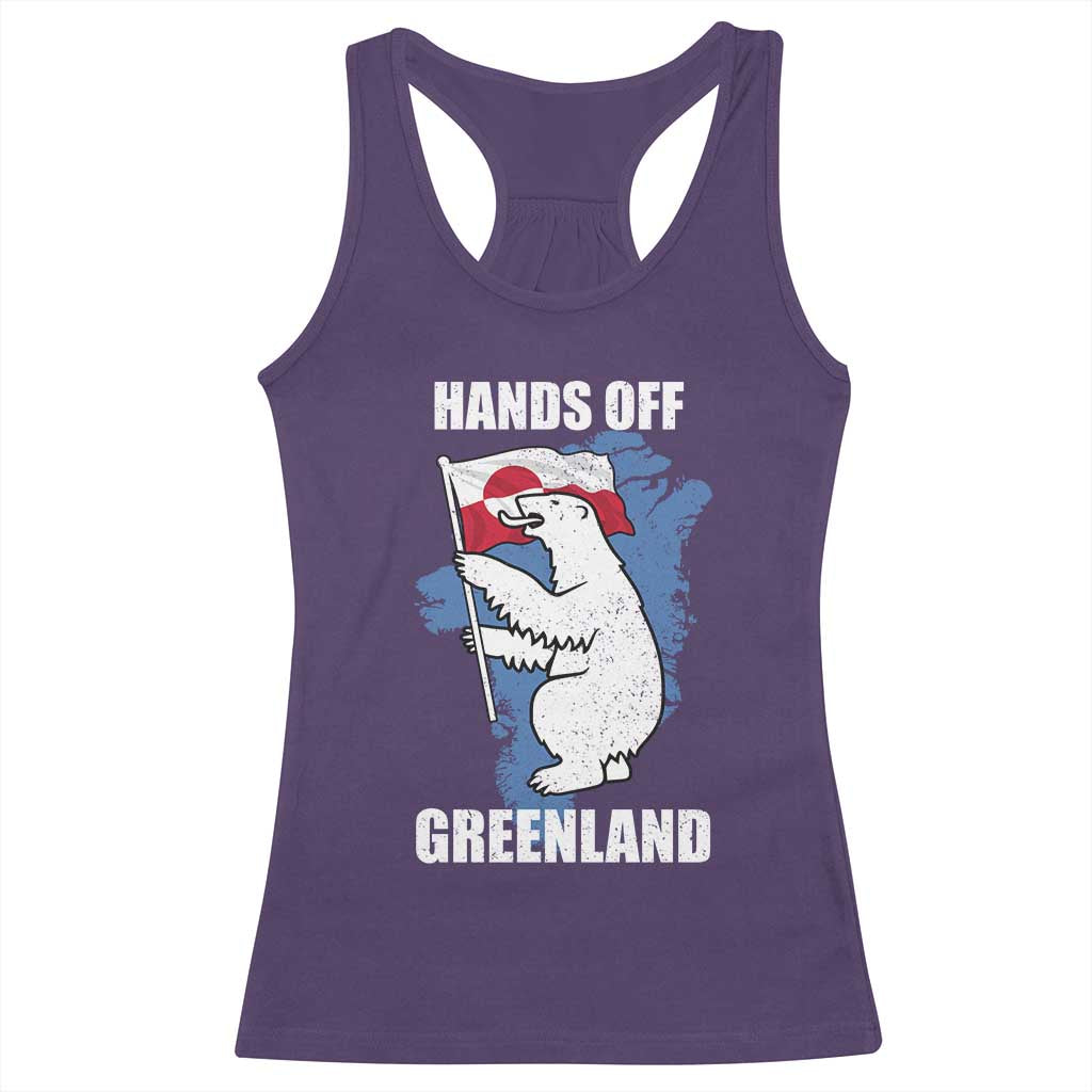 Hands Off Greenland Protest Racerback Tank Top Support Greenland Bear Holding Flag TS11 Purple Print Your Wear