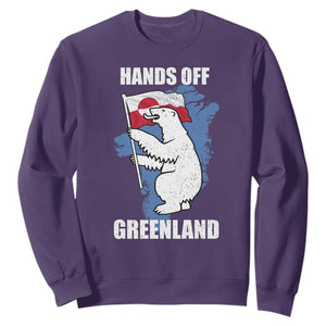 Hands Off Greenland Protest Sweatshirt Support Greenland Bear Holding Flag TS11 Purple Print Your Wear