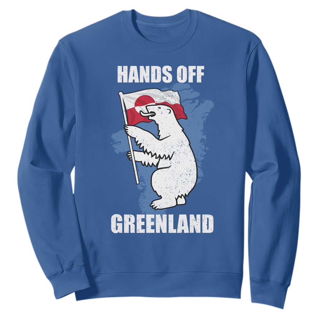 Hands Off Greenland Protest Sweatshirt Support Greenland Bear Holding Flag TS11 Royal Blue Print Your Wear