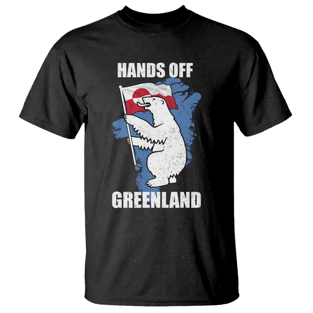 Hands Off Greenland Protest T Shirt Support Greenland Bear Holding Flag TS11 Black Print Your Wear