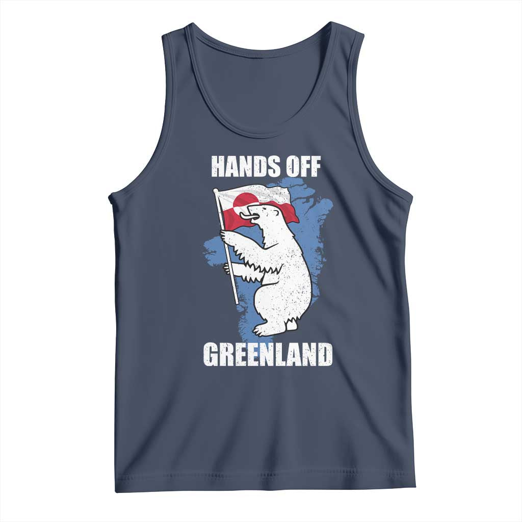 Hands Off Greenland Protest Tank Top Support Greenland Bear Holding Flag TS11 Navy Print Your Wear