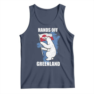 Hands Off Greenland Protest Tank Top Support Greenland Bear Holding Flag TS11 Navy Print Your Wear