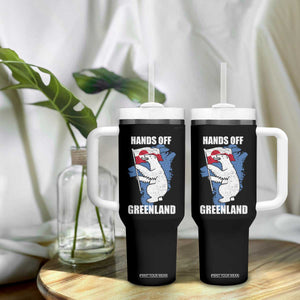 Hands Off Greenland Protest Tumbler With Handle Support Greenland Bear Holding Flag TS11 Print Your Wear