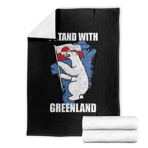I Stand With Greenland Throw Blanket Polar Bear Greenland Protest TS11 Black Print Your Wear