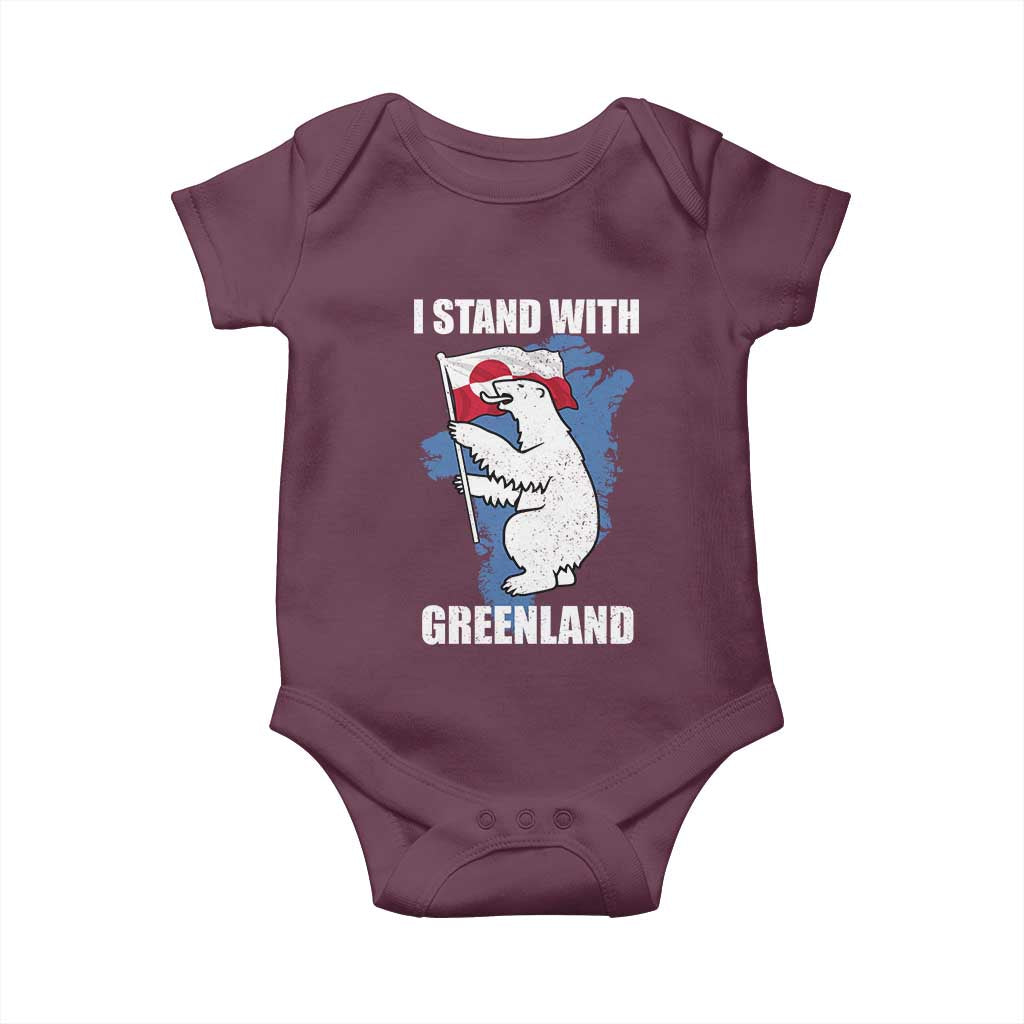 I Stand With Greenland Baby Onesie Polar Bear Greenland Protest TS11 Maroon Print Your Wear