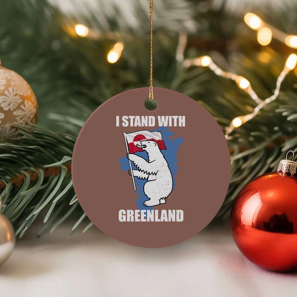 I Stand With Greenland Ceramic Ornament Polar Bear Greenland Protest TS11 1pc Mocha Print Your Wear