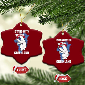 I Stand With Greenland Ceramic Ornament Polar Bear Greenland Protest TS11 Print Your Wear