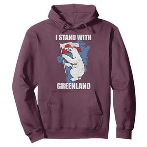 I Stand With Greenland Hoodie Polar Bear Greenland Protest TS11 Maroon Print Your Wear