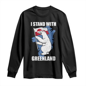 I Stand With Greenland Long Sleeve Shirt Polar Bear Greenland Protest TS11 Black Print Your Wear