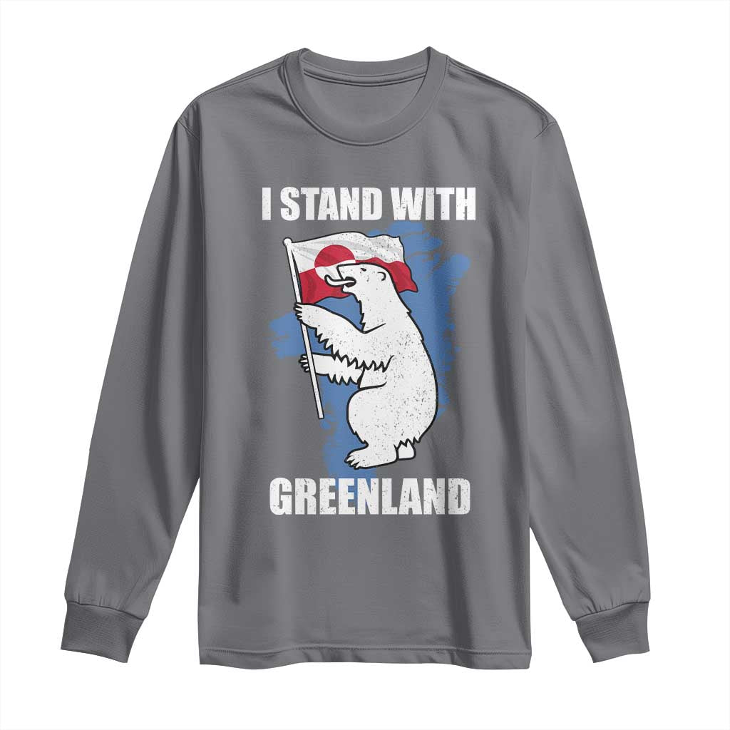 I Stand With Greenland Long Sleeve Shirt Polar Bear Greenland Protest TS11 Charcoal Print Your Wear