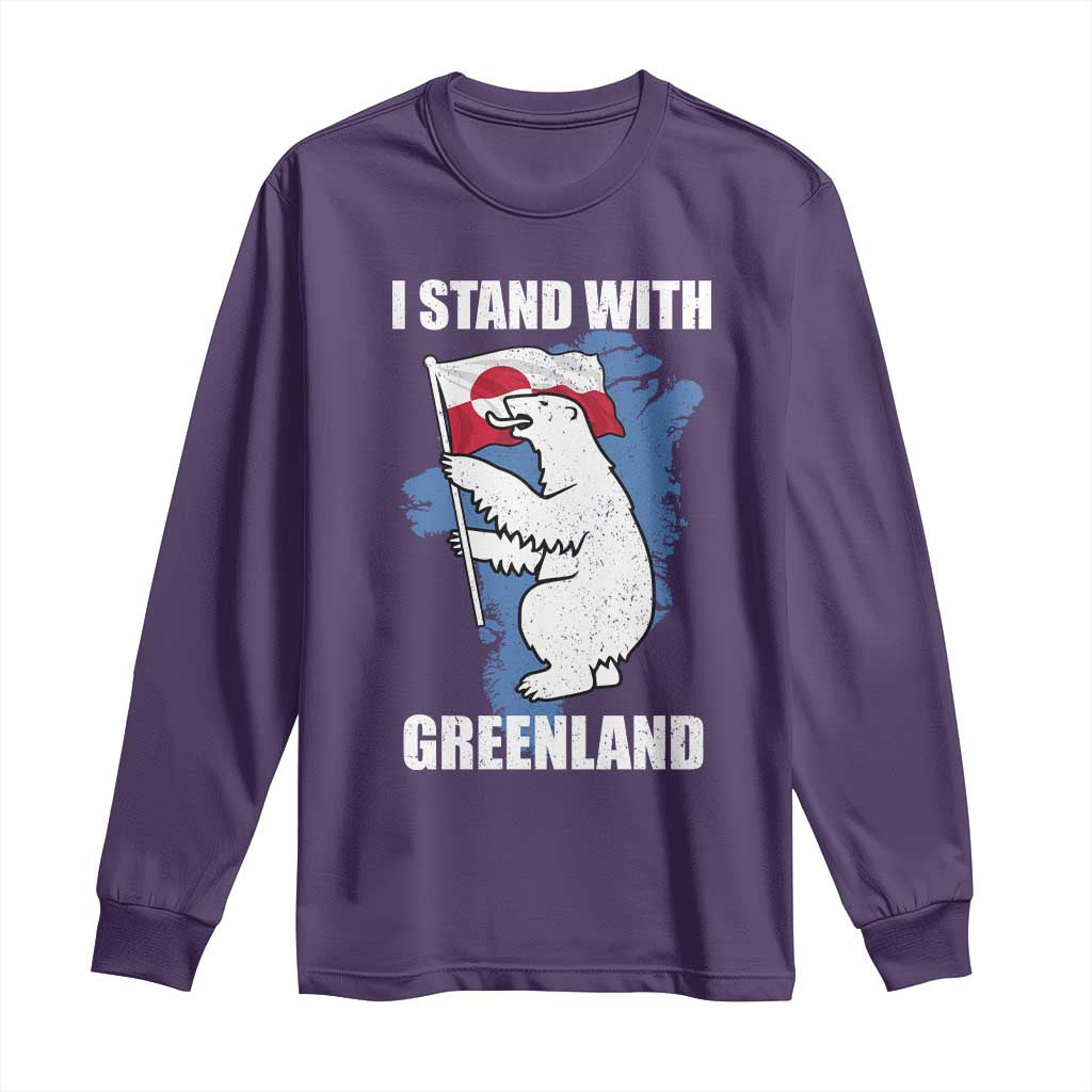 I Stand With Greenland Long Sleeve Shirt Polar Bear Greenland Protest TS11 Purple Print Your Wear