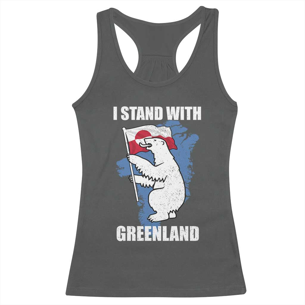 I Stand With Greenland Racerback Tank Top Polar Bear Greenland Protest TS11 Dark Heather Print Your Wear