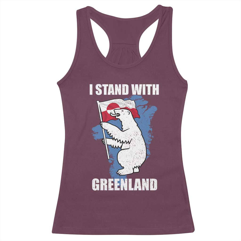 I Stand With Greenland Racerback Tank Top Polar Bear Greenland Protest TS11 Maroon Print Your Wear