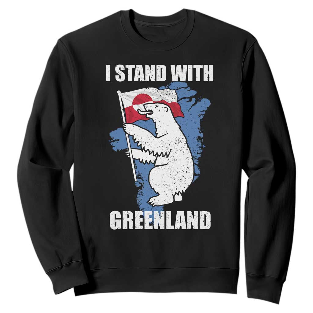 I Stand With Greenland Sweatshirt Polar Bear Greenland Protest TS11 Black Print Your Wear