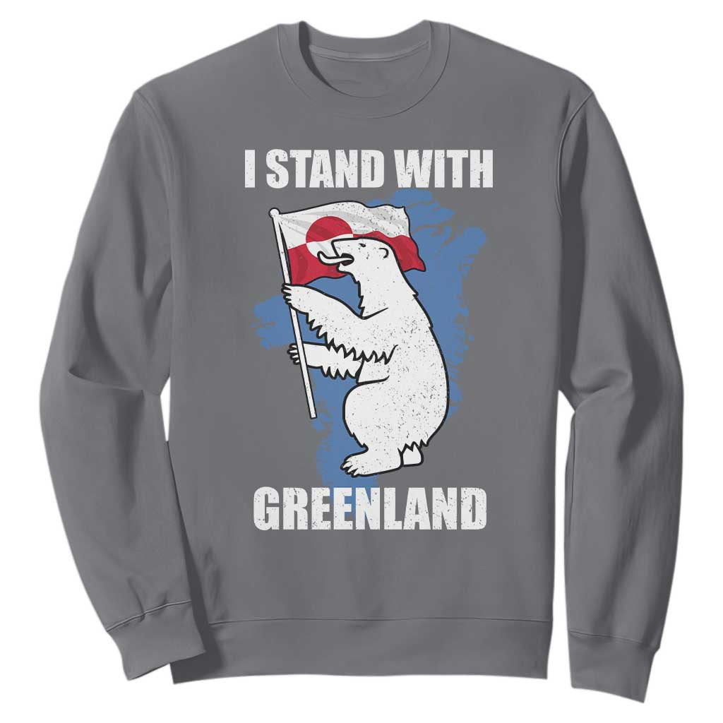 I Stand With Greenland Sweatshirt Polar Bear Greenland Protest TS11 Charcoal Print Your Wear
