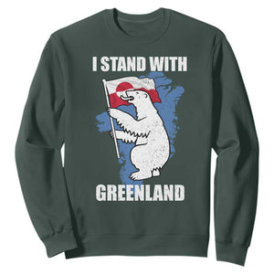 I Stand With Greenland Sweatshirt Polar Bear Greenland Protest TS11 Dark Forest Green Print Your Wear