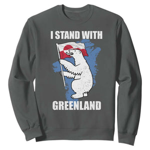 I Stand With Greenland Sweatshirt Polar Bear Greenland Protest TS11 Dark Heather Print Your Wear