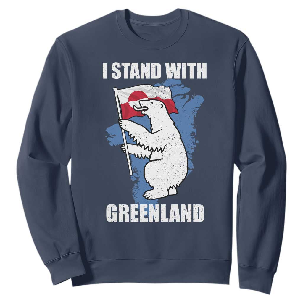 I Stand With Greenland Sweatshirt Polar Bear Greenland Protest TS11 Navy Print Your Wear