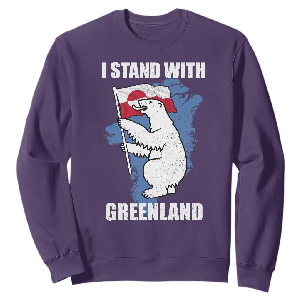 I Stand With Greenland Sweatshirt Polar Bear Greenland Protest TS11 Purple Print Your Wear
