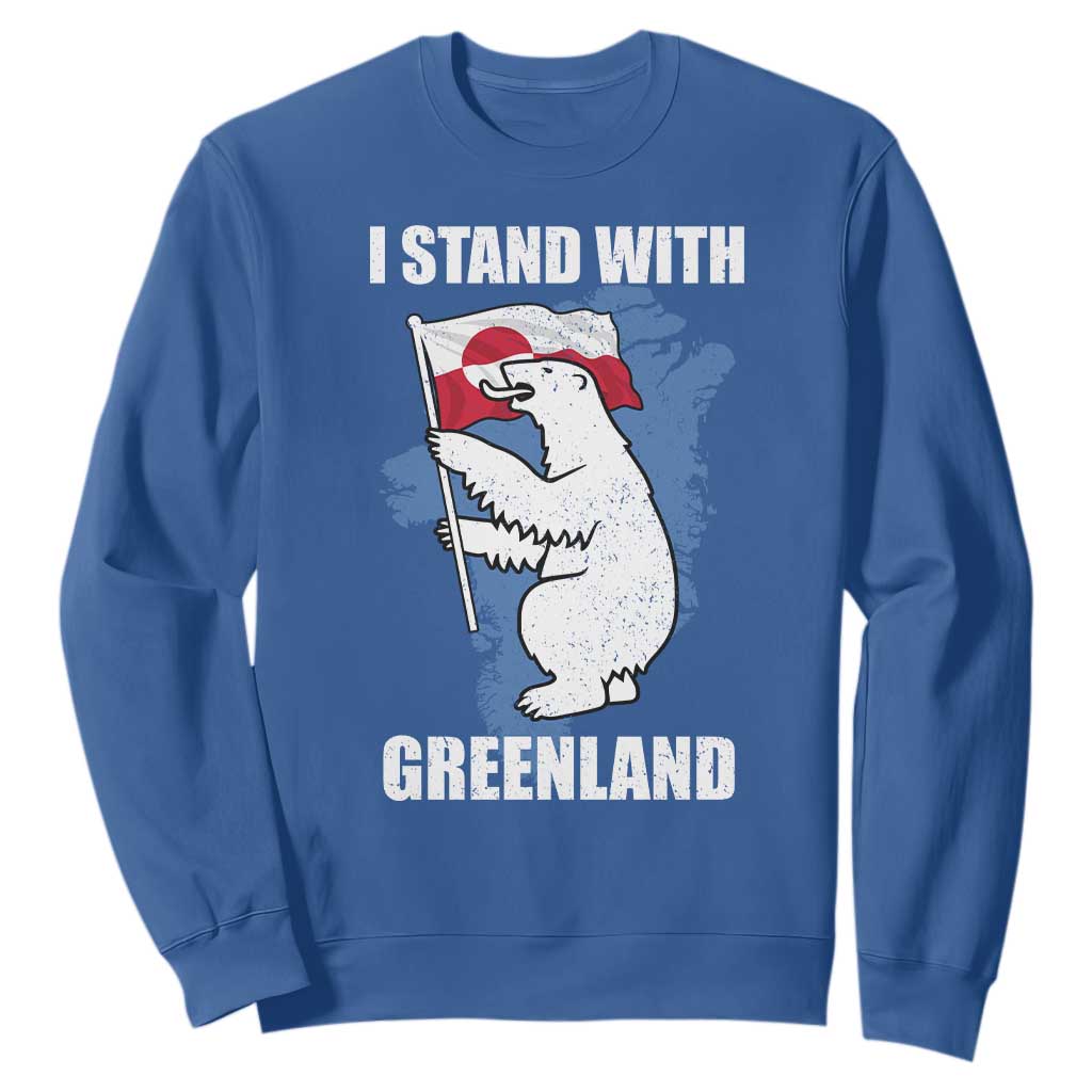 I Stand With Greenland Sweatshirt Polar Bear Greenland Protest TS11 Royal Blue Print Your Wear