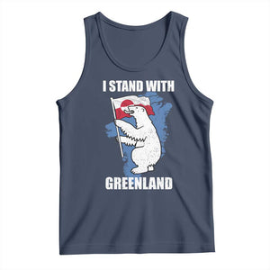 I Stand With Greenland Tank Top Polar Bear Greenland Protest TS11 Navy Print Your Wear