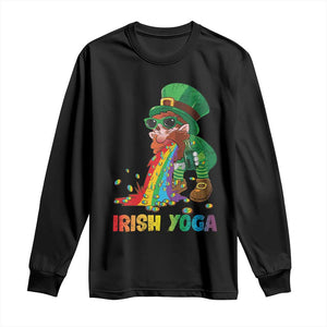 Funny Irish Yoga St Patrick's Day Beer Drinking Long Sleeve Shirt Drunk Leprechaun TS11 Black Print Your Wear